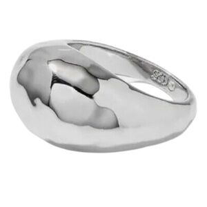 Stella & Dot Hammered Silver Dome Ring 9 NEW